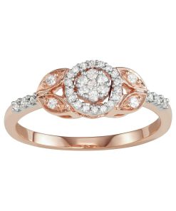 10k Rose Gold 1/4 Carat T.W. Diamond Halo Engagement Ring