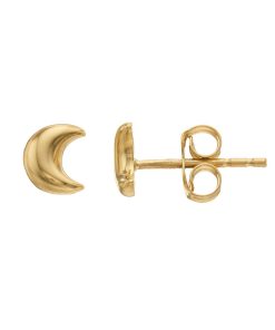 14K Gold Moon Shape Post Earrings