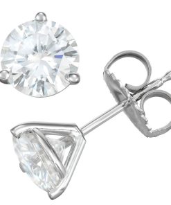 14K White Gold 2 C.T. T.W. Lab-Created Moissanite Solitaire 3-Prong Stud Earrings
