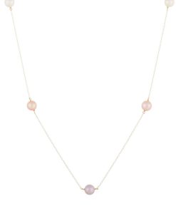 14k Gold Freshwater Cultured Pearl Station Necklace