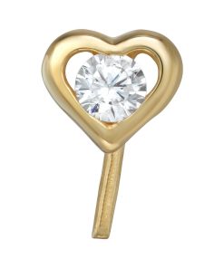 14k Gold Cubic Zirconia Heart Nose Stud