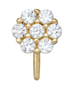 14k Gold Cubic Zirconia Flower Nose Stud