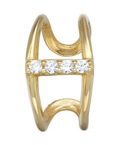 14k Gold Cubic Zirconia Double Row Ear Cuff