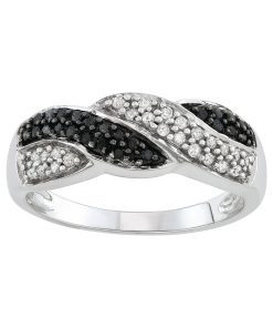10k White Gold 1/4 Carat T.W. Black & White Diamond Twist Ring