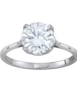 14K White Gold 2 3/4 Carat T.W. Lab-Created Moissanite Round Solitaire Ring