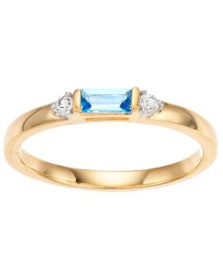 14k Gold Over Silver Lab-Created White Sapphire & Gemstone Ring