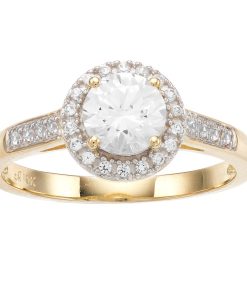 10k Gold Lab-Created White Sapphire Halo Ring