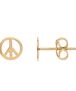 14k Gold Peace Symbol Stud Earrings