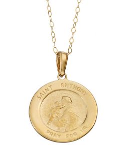 14k Gold St. Anthony Medal Pendant Necklace