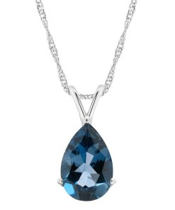 Alyson Layne Sterling Silver London Blue Topaz Teardrop Pendant Necklace