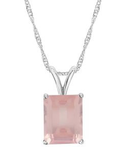 Alyson Layne Sterling Silver Rose Quartz Pendant Necklace