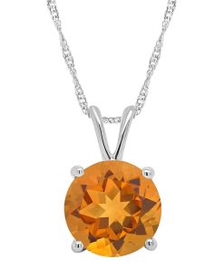 Alyson Layne Sterling Silver Citrine Solitaire Pendant Necklace