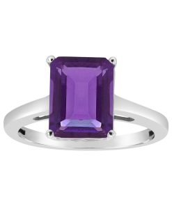 Alyson Layne Sterling Silver Amethyst Solitaire Ring
