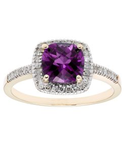 10K Gold & 1/5 Carat T.W. Diamond Amethyst Ring