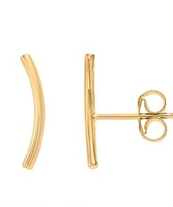 14k Gold Arched Bar Stud Earrings