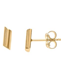 14k Gold Bar Stud Earrings