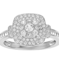 14k White Gold 3/4 Carat T.W. Diamond Tiered Halo Ring