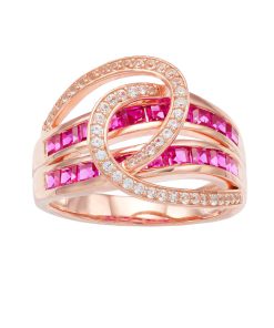 10k Rose Gold Ruby & 1/4 Carat T.W. Diamond Swirl Ring