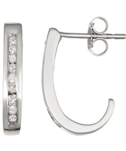 10k Gold 1/4 Carat T.W. Diamond J-Hoop Earrings