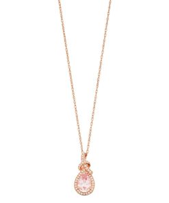 14k Rose Gold Over Silver Simulated Morganite & Lab-Created White Sapphire Teardrop Pendant Necklace