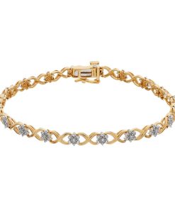 14k Gold over Sterling Silver Diamond Accent Bracelet