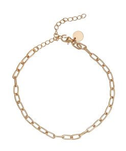 14K Gold over Sterling Silver Link Disc Charm Bracelet