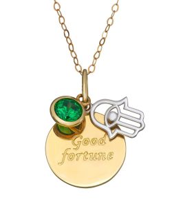 10k Gold "Good Fortune" Hamsa Charm Necklace