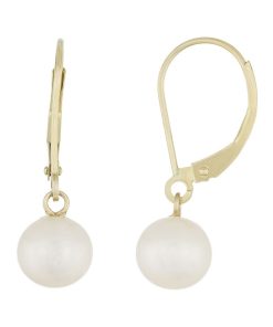 14k Gold Freshwater Pearl Leverback Earrings