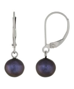 14k White Gold Freshwater Pearl Leverback Earrings