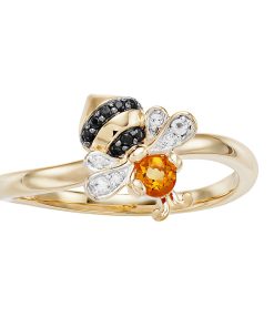 10K Gold Citrine Bee Ring