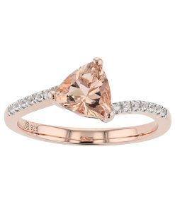 14k Gold Over Silver Simulated Morganite & Lab-Created White Sapphire Bypass Ring