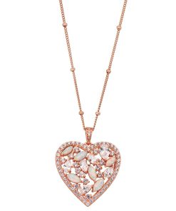14k Rose Gold Over Sterling Silver Lab-Created Opal & Lab-Created White Sapphire Heart Pendant Necklace