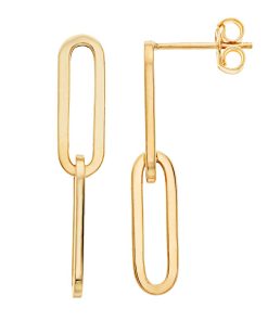 14k Gold Paper Clip Link Earrings