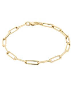 14k Gold Paper Clip Link Bracelet