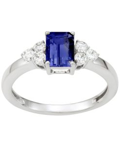 10k White Gold Gemstone & 1/3 Carat T.W. Diamond Ring