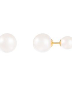 14k Gold Freshwater Cultured Pearl Barbell Stud Earrings