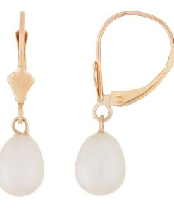 14k Gold Freshwater Cultured Pearl Leverback Earrings