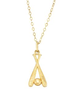 10k Gold Baseball Pendant Necklace