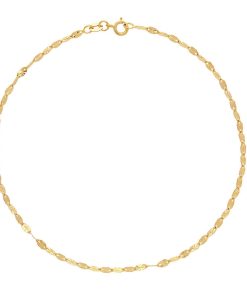 14k Gold Oval Mirrored Link Anklet