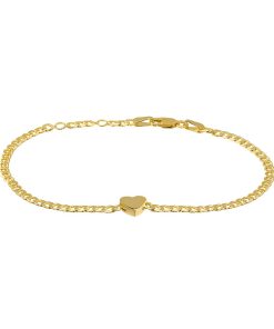 14k Gold Adjustable Heart Charm Bracelet