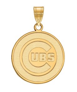 14k White Gold LogoArt Chicago Cubs Large Pendant