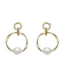 14k Gold Sterling Silver Freshwater Cultured Pearl Drop Earrings