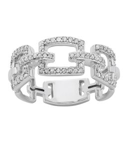 10k White Gold 1/3 Carat T.W. Diamond Large Link Ring