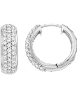 14k White Gold 1 Carat T.W. Lab-Grown Diamond Hoop Earrings