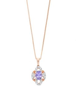 14k Rose Gold Over Silver Tanzanite & White Topaz Pendant Necklace