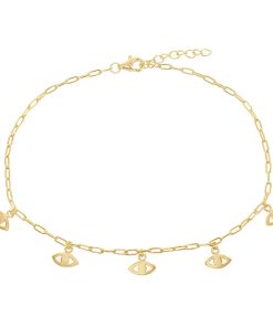 14k Gold Over Sterling Silver Charm Anklet
