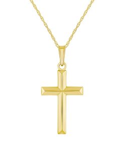 14k Yellow Gold Cross Pendant Necklace