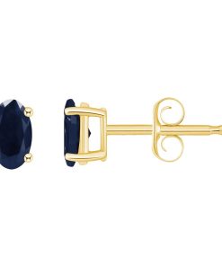 14k Gold Oval Birthstone Stud Earrings