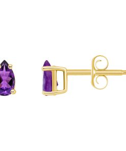 14k Gold Pear Shape Birthstone Stud Earrings