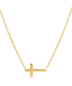 14k Gold Mini Sideways Cross Adjustable Necklace